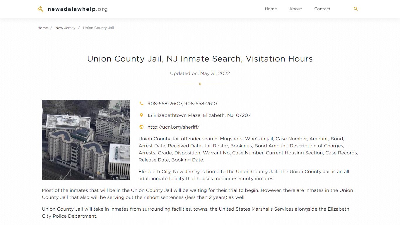 Union County Jail, NJ Inmate Search, Visitation Hours
